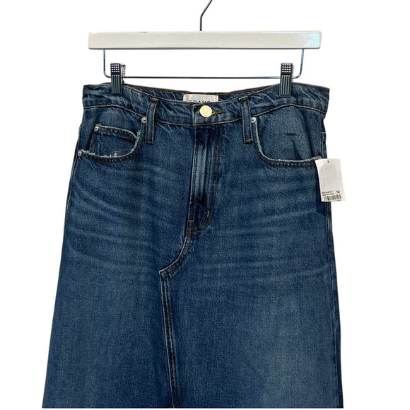 FRAME DENIM WOMENS SIZE 24 DOROTHY JEAN FRAYED HEM MIDI SKIRT BLUE NEW - Picture 5 of 11